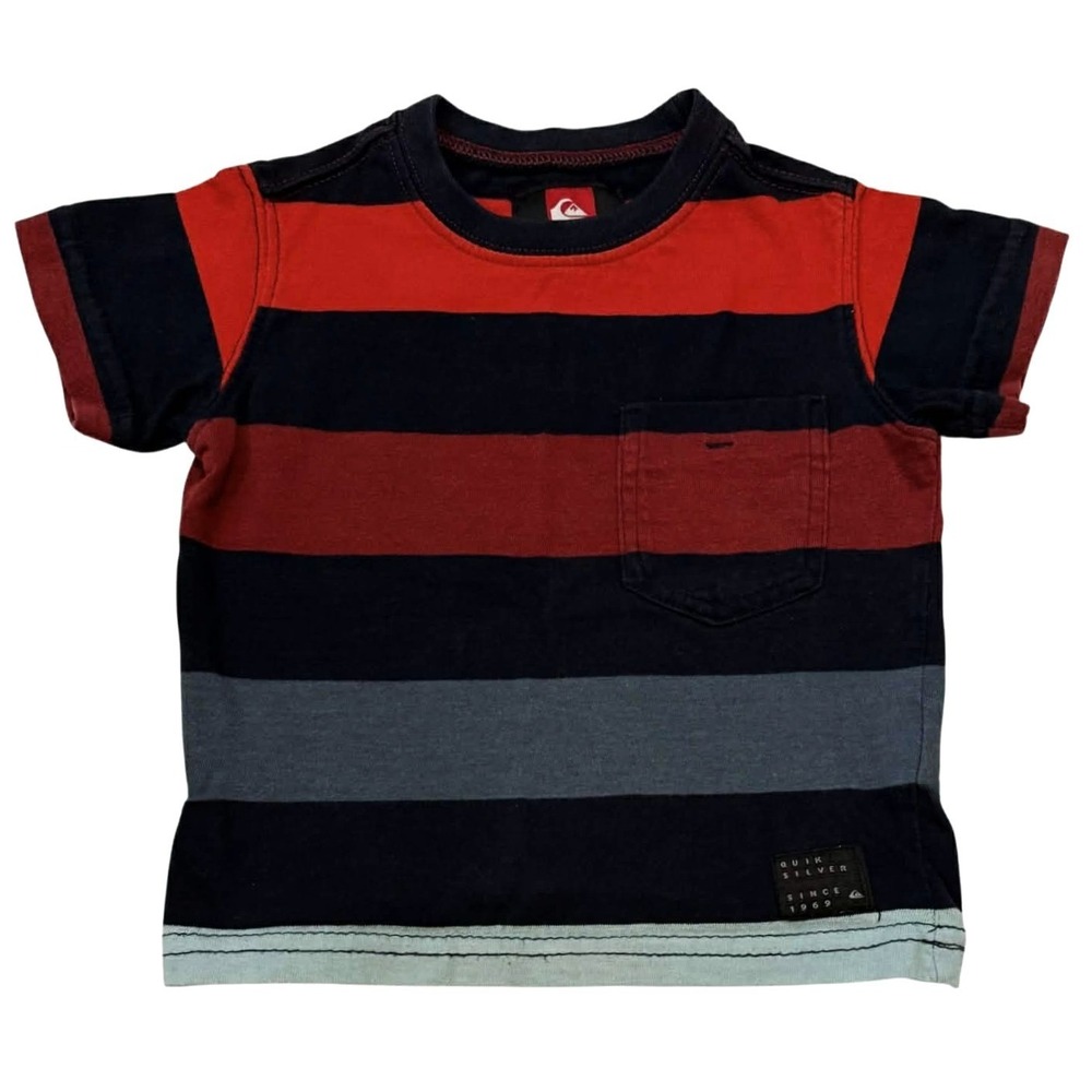Quiksilver Baby Boys 6 9 Months Short Sleeve Color Stripe Tee T Shirt